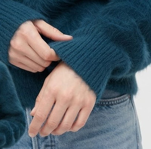 Pull en laine mohair surdimensionné pour femmes, col rond, manches longues, 100% acrylique, pull décontracté d'hiver, épaules tombantes, pull pour femmes - Product Image 5
