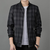 Blouson Bomber Homme Chaud Automne Hiver Décontracté Col Montant Zippé en Polyester/Coton