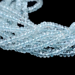 Cuentas facetadas de aguamarina AAA+ de 3mm-5mm, cuentas sueltas de aguamarina natural semipreciosa para la elaboración de joyería. - Product Image 1
