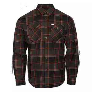 เสื้อเชิ้ตผ้าแฟลนเนลทรงโค้งแบบมีกระเป๋าปักโลโก้แบบกำหนดเองใหม่ เสื้อลำลองลายสก็อตสำหรับผู้ชาย ผ้าโพลีเอสเตอร์ผสมคอตตอน แขนยาว ป้องกันรอยยับ - Product Image 4
