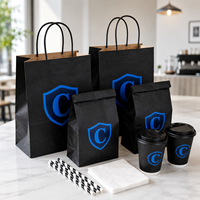 Sacs en papier personnalisés avec logo pour café à emporter, avec poignées torsadées, sacs de transport pour boissons chaudes, pour la livraison en café, emballage en gros