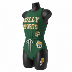 ชุดว่ายน้ำพรีเมียม 230 GSM ผ้าโพลีเอสเตอร์ผสมสแปนเด็กซ์ สีเขียว เนื้อผ้านุ่มยืดหยุ่น ปักโลโก้แบบแอพพลิเค่ตามสั่ง สำหรับผู้หญิง - Product Image 4