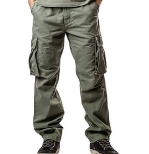 Pantalon cargo décontracté pour homme, coupe droite, 100% coton, taille haute, léger, avec plusieurs poches - Product Image 4