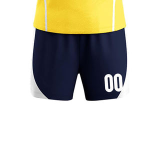 Conjunto de Camiseta de Voleibol Unisex Amarillo Marino, Personalizable con Nombre y Número del Equipo, Sublimada, Transpirable, Sin Mangas, Ajuste Atlético, 100% - Product Image 3