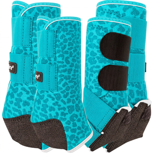 Bota de Protección para Caballos con Estampado de Leopardo TOUGH TACK, Estilo Lujoso de Neopreno con Estampado de Leopardo para Protección de Patas - Product Image 1