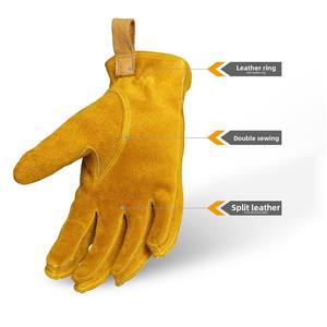 OEM Classic X-Small Leather Gardening Gloves for Men Women Work Safety Latex Coating Natural <b>Yellow</b> Waterproof - Product Image 6
