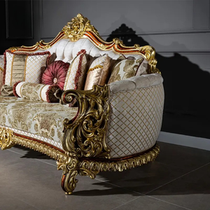 ชุดโซฟาห้องนั่งเล่นดีไซน์ฝรั่งเศสทรงสี่เหลี่ยม ทำจากไม้มะฮอกกานีเนื้อแข็ง แกะสลักด้วยมือ หุ้มเบาะอย่างหรูหรา เฟอร์นิเจอร์คุณภาพสูง ผลิตในอินโดนีเซีย - Product Image 3