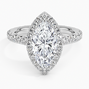 แหวน BOJ รุ่น 070 ทรงมาร์คีส์ เงินแท้ 925 ประดับเพชร Estelle Halo Solitaire น้ำหนัก 2 กะรัต สี D ความสะอาด VVS1 มอยส์ซาไนต์ รับรองโดย GRA ราคาประหยัด - Product Image 1