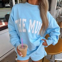 Pull-over surdimensionné Muse Premium à col montant, col simulé, unisexe, en mélange de coton, avec appliqué lettre personnalisé brodé