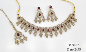 Ensemble de bijoux Mehendi 09437, collier Polki Kundan, bijoux aspect émeraude, bijoux de mariée pakistanais pour mariage, fête, femmes - Product Image 6