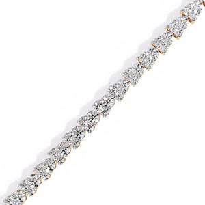 Three Stone Classic Lab Grown Diamond IGI Certified 14k <b>Solid</b> <b>Gold</b> Round Brilliant Cut Tennis Bracelet Fine Jewelry Women - Product Image 2