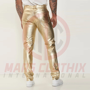 Pantalon en cuir pour homme style hip-hop, taille haute, coupe droite, style décontracté, avec poches - Product Image 5