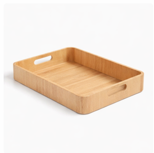Eco-friendly Natural Bamboo Serving <b>Tray</b> With Built-In Handles Rectangular Minimalist Wooden <b>Tray</b> For Breakfast In <b>Bed</b> Coffee - Product Image 1