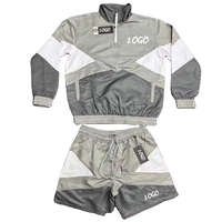Ensemble de survêtement de sport pour homme, collection Printemps 2025, veste coupe-vent à demi-zip et short, couleur personnalisable, tricoté, vente en gros