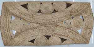 Tapis rond en jute tressé fait main, style bohème chic, en fibres naturelles, pour décoration de sol rustique et champêtre - Product Image 2