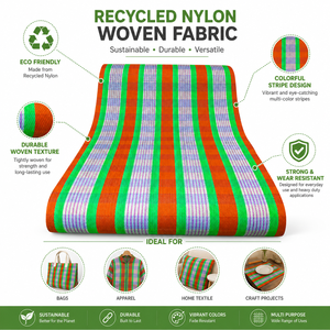 Rouleau de tissu en bâche tissée 100 % nylon recyclé, enduit de PVC antibactérien, motif rayé coloré, textile écologique pour sacs - Product Image 6