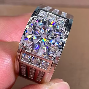 Men's <b>925</b> <b>Silver</b> 10K Gold Plated Custom Moissanite Wedding Anniversary Band Iced Championship <b>Ring</b> Hip Hop For Unisex - Product Image 4