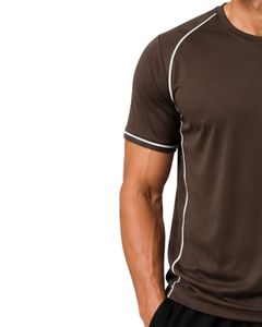 T-shirt de sport pour homme personnalisé, brun foncé, à séchage rapide, respirant, pour la salle de sport, la course à pied, en polyester, vêtements de sport - Product Image 3
