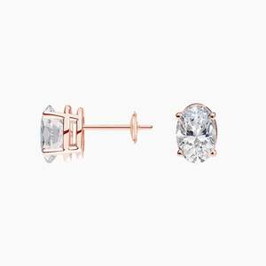 Pendientes de Diamantes Cultivados en Laboratorio, Corte Ovalado, Cuatro Puntas, Plata de Ley 925, 1 Quilate, Acabado en Oro Rosa de 14K, Certificados por IGI - Product Image 6