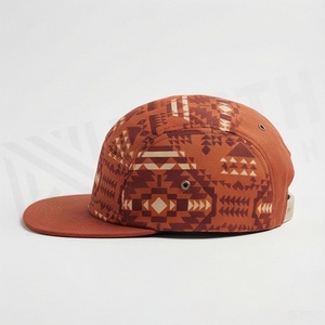 Ethnic Geometric Pattern 5-Panel Baseball <b>Cap</b> Unisex Fitted <b>Flat</b> Brim Twill Hat Spring <b>Summer</b> Casual Style Adult - Product Image 3