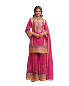 Traje Palazzo Tradicional de Longitud Regular con Dupatta para Mujer, Talla Grande, para Venta de Exportación - Product Image 2