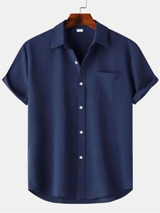 Camisa Aloha de manga corta para hombre, tejida, informal, con botones y bolsillo en el pecho, ropa de playa para verano - Product Image 1
