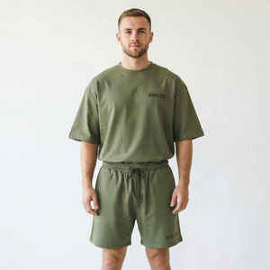 OEM Custom Men's Cotton Short <b>Set</b> Breathable Gym <b>Twin</b> <b>Set</b> with T Shirt Quality Wholesale for Summer Use Short <b>set</b> Tracksuit Men' - Product Image 4