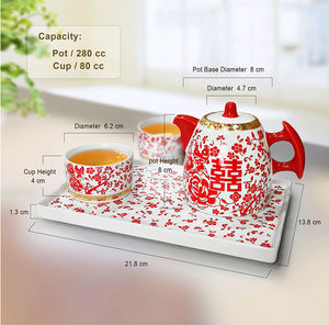 Service à thé de mariage en porcelaine rouge et blanche traditionnelle de luxe par Shin Tai Yuan Taiwan - Product Image 2