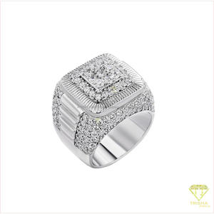 Bague géométrique carrée en argent 925 avec diamant de laboratoire et pierre brillante pour les acheteurs en gros - Product Image 2