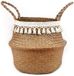 ตะกร้าเก็บของสานจากหญ้าทะเลพร้อมหูหิ้ว ตะกร้าหวายตกแต่งบ้าน รุ่น Fresh Theme Basket - Product Image 5