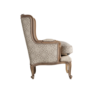 Classic French Wingback Lounge Chair Solid Teak <b>Frame</b> Premium Cushioned Elegant High-Back Accent Chair Hotel Villa Furniture - Product Image 2