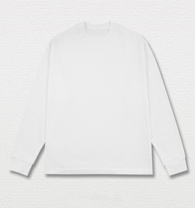 T-shirts à manches longues pour hommes, 330 grammes, col étroit, manches longues, pur coton, taille oversize - Product Image 4