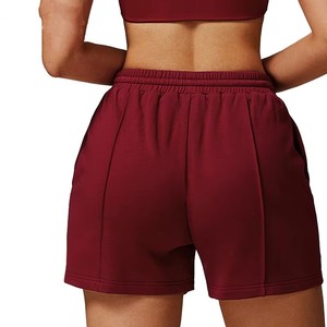 Women's <b>Navy</b> Blue Knitted Shorts With Drawstring Waist And Pockets Casual Sporty Fit Mid Rise Breathable Design - Product Image 3