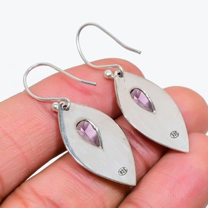 Purple Amethyst Gemstone <b>Earrings</b> 925 Sterling Silver Drop Trendy Wedding Engagement Jewelry Handmade Gift for Women - Product Image 4