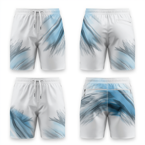 Pantalones Cortos Deportivos de Nylon Blanco para Hombre, Diseño Gráfico, Ligeros, para Entrenamiento, con Arte Abstracto Premium - Product Image 4