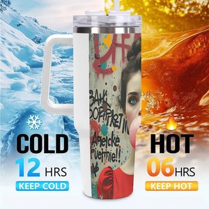 Custom Stainless Steel Tumbler 40oz With Handle Personalized Design For <b>Coffee</b> Or Tea - Product Image 6