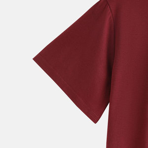 T-shirt en tricot à col rond pour homme, couleur bordeaux, manches courtes, coupe classique, couleur unie, style décontracté, t-shirt surdimensionné - Product Image 2