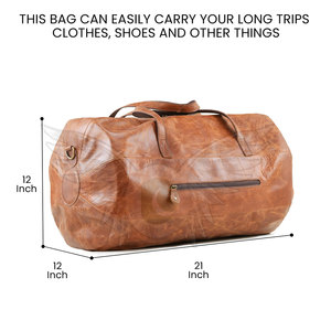 Leather Duffle Bag Waterproof <b>Convertible</b> <b>Backpack</b> Design Unisex for Easy Storage & Transportation Travel Personal Items - Product Image 2