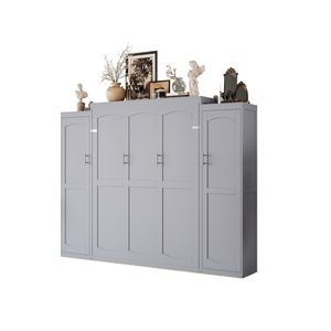 Multifunctional Full-Size Wooden Murphy <b>Bed</b> <b>with</b> 2 Wardrobe <b>Storage</b> Shelf Foldable <b>Platform</b> Bedframe by Gu - Product Image 6