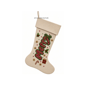 Calcetín Navideño Hecho a Mano con Diseño del Grinch, Rayas Verde Menta y Blancas, Lazo Rosa, Estrellas Decorativas, Popular - Product Image 3