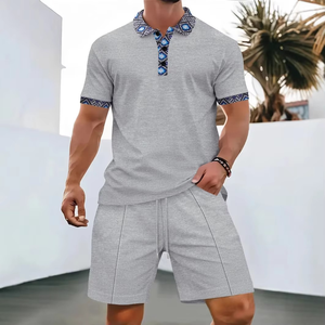 Conjunto Deportivo para Hombre 2026, Camiseta Polo con Botones a la Moda de Verano, Pantalones Cortos con Cordón, Conjunto de 2 Piezas de Algodón - Product Image 5