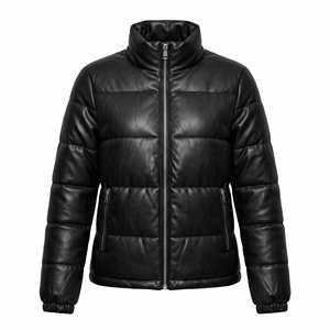 Blouson matelassé en similicuir pour femme, chaud et décontracté, style audacieux, OEM ODM, vente en gros, usine, logo personnalisé, faible MOQ - Product Image 3