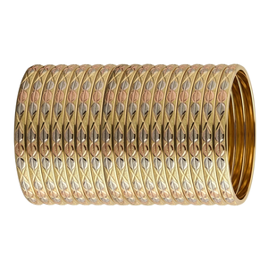 ORO-Z Luxury Gold Three Tone Plated <b>Engraved</b> Geometric <b>Bangle</b> Bracelet for Women Trendy Accessory - Product Image 1