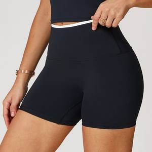 Ensemble de yoga pour femmes en gros – Tenue de sport d'extérieur en Spandex et Polyester, legging et short unis à devant uni - Product Image 3