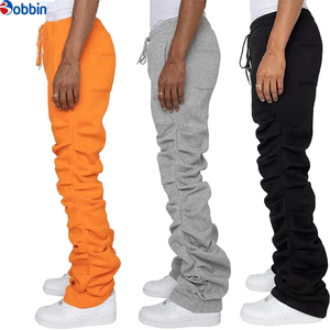 Pantalones deportivos de hombre de última tendencia, personalizados, estilo apilado, acampanados, de cintura media, estilo hip hop, pantalones de chándal acampanados. - Product Image 3