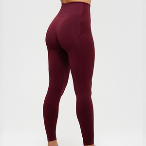 Custom Color High Quality Wholesale Slim Fit Training Wear Yoga Workout Mid Waist Knitted Anti-Bacterial Quick Dry Breathable - Product Image 3