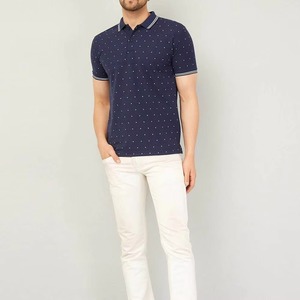 Polo de Manga Corta para Hombre, Azul Marino con Estampado de Puntos, Algodón Oxford, Informal, Transpirable, Corte Regular, Personalizable, Venta al Por Mayor, OEM - Product Image 2