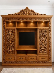Luxury Hand Carved LED TV Display Stands Designer TV Show Case Furniture for Living Area Vintage White Modern Crafted TV Cabinet - Product Image 4