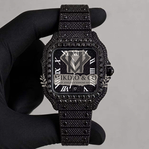 Reloj Analógico de Cuarzo de Lujo con Diamantes Negros Moissanite en Oferta, para Hombre, Simple, de Acero Inoxidable, para Uso Diario, Oficina y Eventos Especiales - Product Image 1