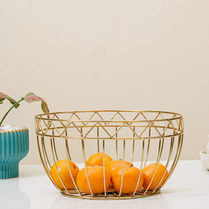 Metal Wire <b>Basket</b>, Gold Finish - Kitchen Countertop Fruit <b>Basket</b>, <b>Vegetable</b> <b>Storage</b>, Pantry Organizer, Multipurpose Wire Bowl - Product Image 2